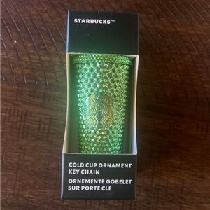Starbucks 2023 Metallic Green Cold Cup Ornament Keychain 💚
